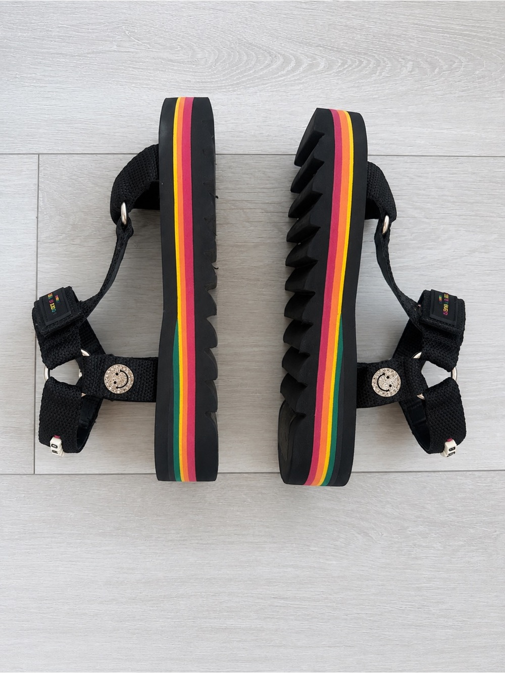 Kurt Geiger Mini Orla Sandals Girls Size 5 Black Rainbow Platform